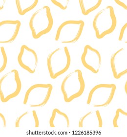 Fresh lemons background. Hand drawn backdrop. Colorful wallpaper vector. Seamless pattern with citrus fruits collection. Decorative illustration, good for printing