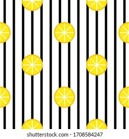 Fresh lemons background, hand drawn icons. Colorful wallpaper vector. Seamless pattern with fresh fruits collection. Decorative illustration, good for printing. Symbol of summer