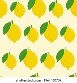 Fondo de limones frescos, dibujado a mano. Vector de papel tapiz Doodle. Colorido y sin fisuras con colección de frutas frescas. Ilustración decorativa