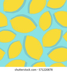 Fresh lemons background, hand drawn icons. Doodle wallpaper vector. Colorful seamless pattern with fresh fruits collection. Decorative illustration, good for printing