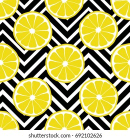 Fresh lemons background. Hand drawn overlapping backdrop. Colorful wallpaper vector. Seamless pattern with fruits collection. Decorative illustration, good for printing