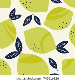 Fresh lemons background. Hand drawn overlapping backdrop. Colorful wallpaper vector. Seamless pattern with citrus fruits collection. Decorative illustration, good for printing. Design ornament