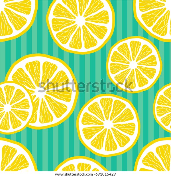新鮮なレモンの背景 手描きの重なり合う背景 カラフルな壁紙のベクター画像 新鮮な果物を収集したシームレスな模様 印刷に適した装飾イラスト のベクター画像素材 ロイヤリティフリー
