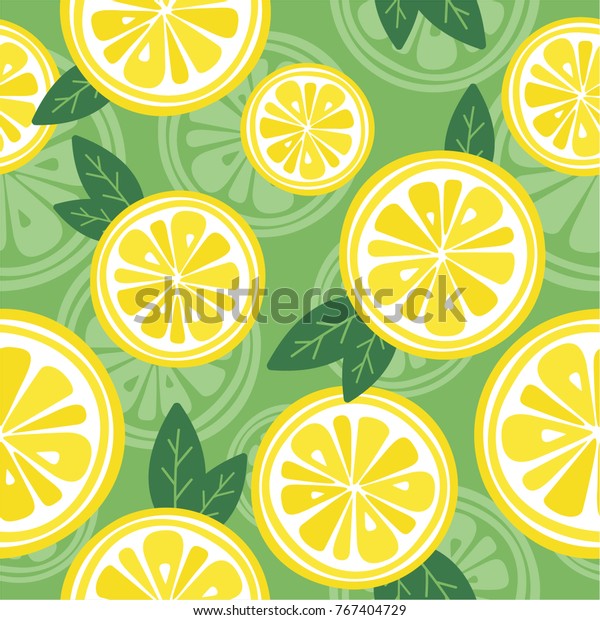新鮮なレモンの背景 手描きの重なり合う背景 カラフルな壁紙のベクター画像 シームレスな模様と柑橘類のコレクション 印刷に適した装飾イラスト のベクター画像素材 ロイヤリティフリー