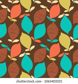 Fresh lemons background. Seamless pattern with lemon embroidery stitches imitation. Vector citrus fruits collection.