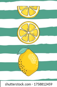 Fresh lemons background. Tropical fruit. Hand drawn backdrop. Design can be used for printing. Vector illustration.