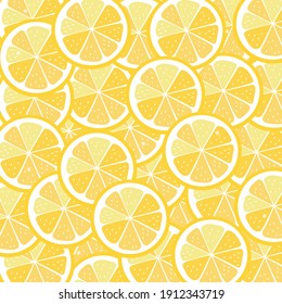Fresh lemons background.Seamless lemon fruit pattern illustration, yellow background.Decorative illustration, good for printing. Spring, Summer Concept Background.