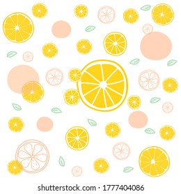 Fresh lemons background.Tropical summer fruit pattern.Colorful wallpaper vector.Vector background.