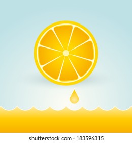Fresh lemons with a drop of fruit juice