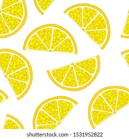 Fresh lemons  hand drawn on a white background . Doodle wallpaper. Colorful seamless pattern with fresh fruits collection. Decorative illustration, good for printing