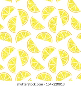 Fresh lemons  hand drawn on a white background . Doodle wallpaper. Colorful seamless pattern with fresh fruits collection. Decorative illustration, good for printing