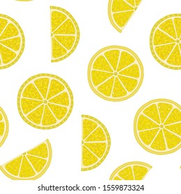 Fresh lemons  hand drawn on a white background . Doodle wallpaper. Colorful seamless pattern with fresh fruits collection. Decorative illustration, good for printing