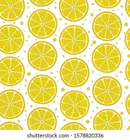 Fresh lemons  hand drawn on a white background . Doodle wallpaper. Colorful seamless pattern with fresh fruits collection. Decorative illustration, good for printing