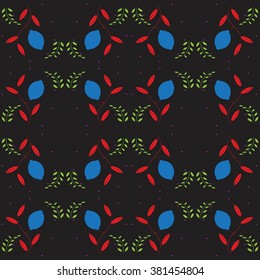 Fresh lemons with leaves. Background with fruit Pattern. Vector illustration.