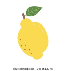 Fresh lemons with leaves, flat citrus whole vitamins ,fruit lemon icon for logo , banner pattern and print uses.