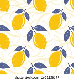 Limones frescos con el modelo inconsútil del Vector de las hojas en fondo Abstractas ligero