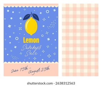 Fresh Lemons with Leaves Seamless Vector Pattern on Light Abstract Background