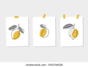 Fresh Lemons Print Hand Drawn Line Stock Vector Royalty Free