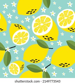 Fresh lemons Seamless pattern background