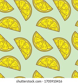 Fresh lemons seamless pattern. Vector illustration 