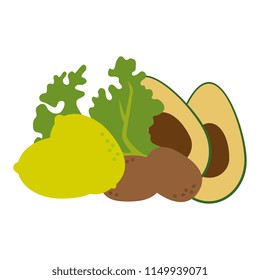 fresh lettuce with avocado and potatoes healthy food