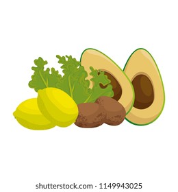 fresh lettuce with avocado and potatoes healthy food