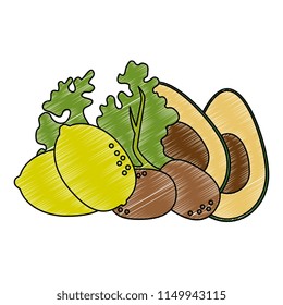 fresh lettuce with avocado and potatoes healthy food