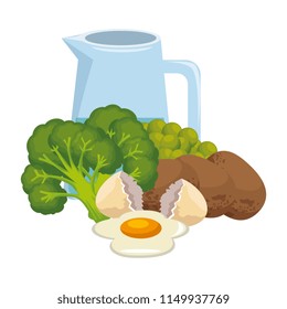 fresh lettuce with egg cracked and potatoes