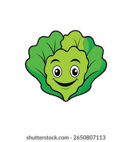 Cabeça de alface fresca com folhas verdes encaracoladas macias comida saudável Ilustração Vetor