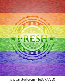 Fresh lgbt colors emblem. Vector Illustration. Mosaic.