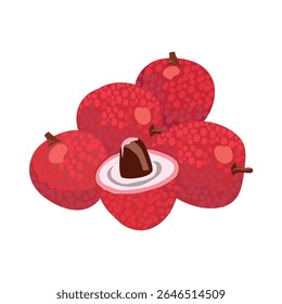 Diseño de fruta fresca del lichi Gráfico de la golosina dulce sana exótica del verano