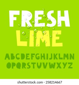 Fresh lime alphabet. Vector.