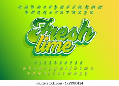 Fresh Lime Font And Alphabet Vector