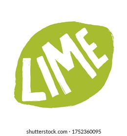 Fresh Lime Fruit for Emblem, Logo, Sign or Badge. Grungy Hand drawn style rough sketching