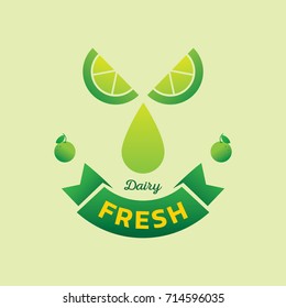 fresh lime fruit split with lime juice drop illustration