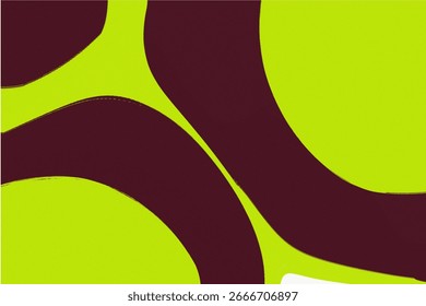 Fresh lime green background with maroon organic shapes in abstract harmony.