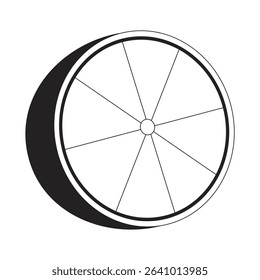 Fresh lime half 2D line object. Halved citrus fruit tropical. Tangy flavor. Cooking ingredient. Vitamin C. Healthy garnish isolated clipart vector ink outline item. Monochrome spot illustration