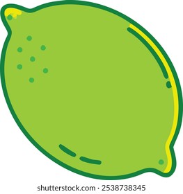 Fresh Lime Illustration with Slice Detail, Colorful illustration of a whole lime and a lime slice, showcasing vibrant green hues and citrus detail for food concepts.