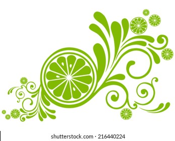 Fresh lime isolated on White background. Close-up. Vector illustration 
