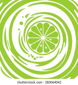 Fresh lime isolated on White background. Close-up. Vector illustration 