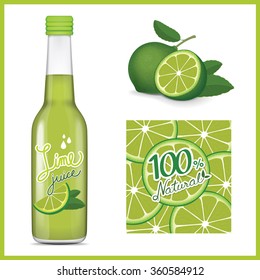 Fresh lime juice in bottle