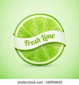 fresh lime with ribbon eps10 vector illustration