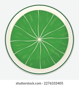 Fresh lime slice with shadow isolated on white, Vector flat illustration