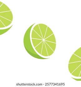 Fresh Lime Slice Vector, Juicy Fruit Illustration, Lemon Icon, Organic Healthy Food, Source of Vitamin C, Tropical Fruits for Lemonade Juice - Vibrant Lime Piece Artwork for Refreshing Drinks.