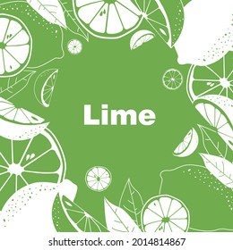 Fondo de cal fresca. Fondo superpuesto dibujado a mano. Vector de fondo de pantalla colorido. Patrón inmaculado con colección de frutas frescas. Ilustración decorativa, buena para imprimir