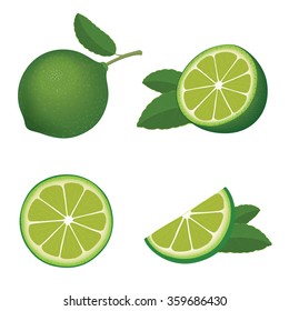 Fresh limes with leaves