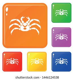 Fresh live crab icons set collection vector 6 color isolated on white background