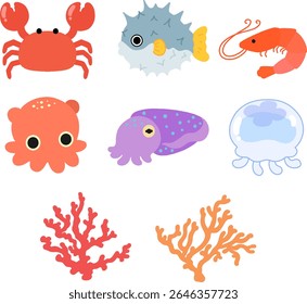 fresh living creatures living in the sea