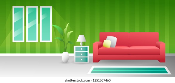 fresh living room interior vector design