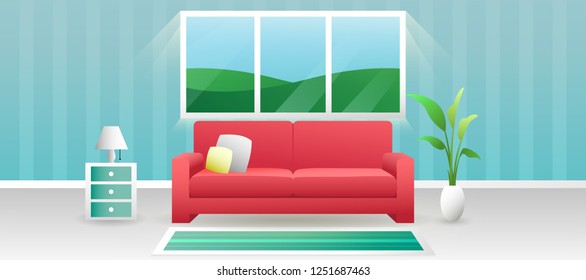 fresh living room interior vector design